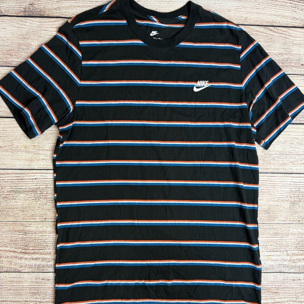 Nike Short Sleeve Striped Crew Tee Navy Blue Men’s Large